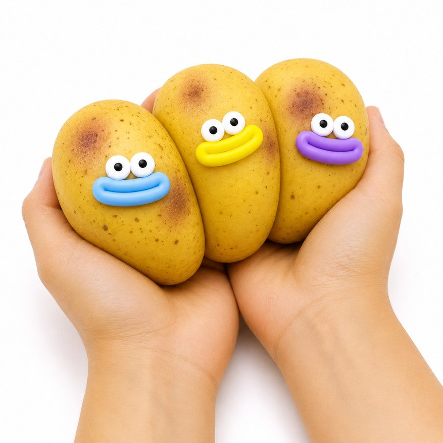 Potato squishy with silly faces