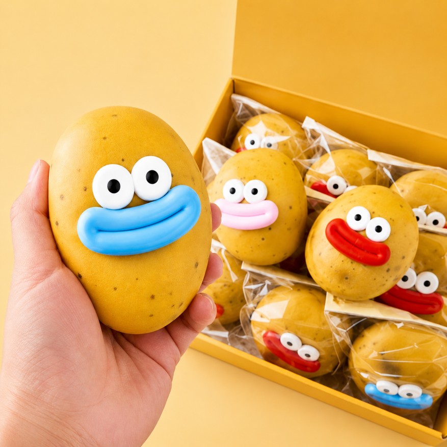 Potato squishy with silly faces